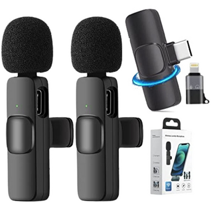 K9 Dual Wireless Lavalier Microphones - Type c & Lightning (IOS)